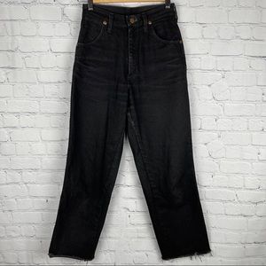 WRANGLER vintage 90s black denim wide leg high waist crop jeans pants